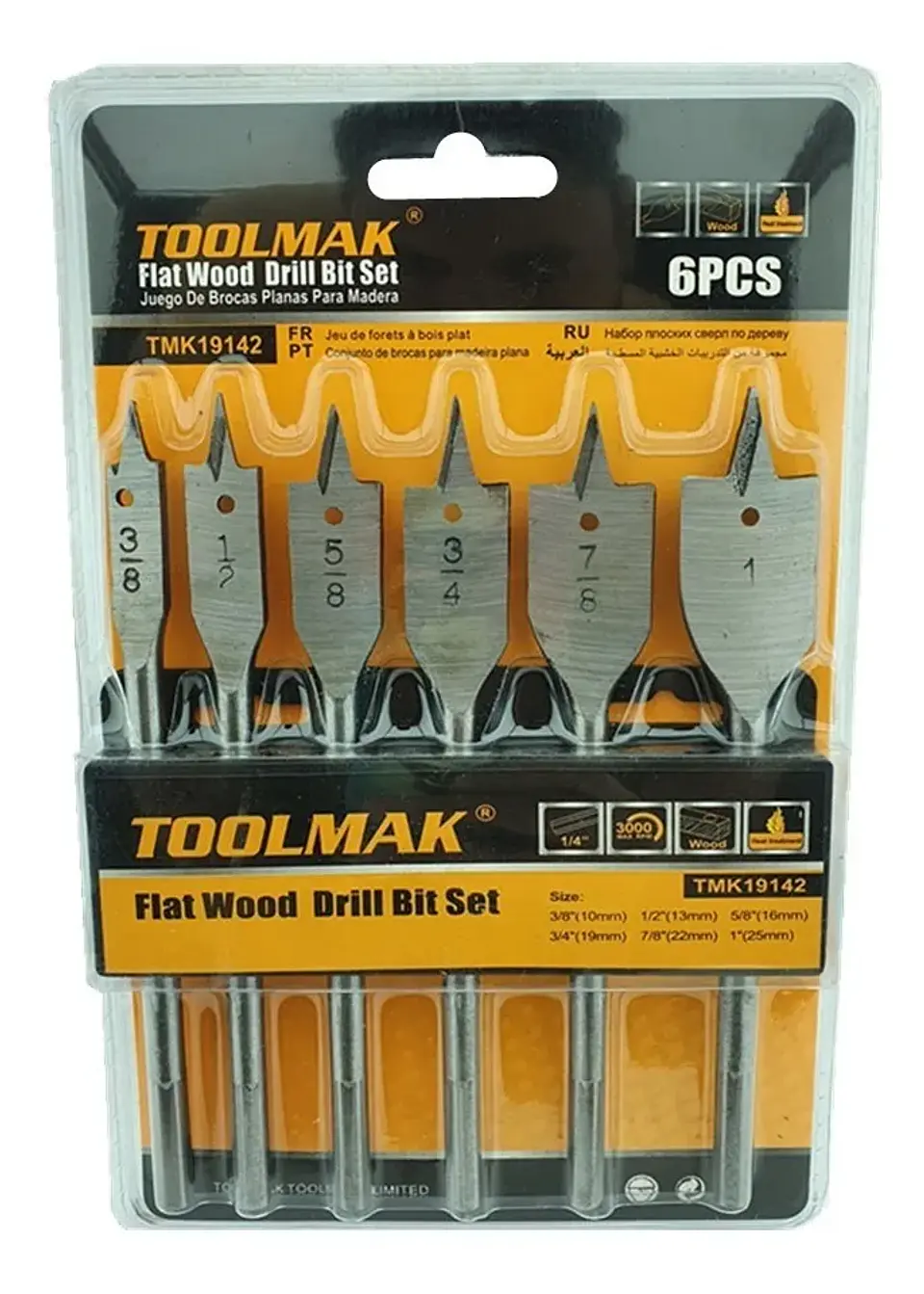 Juego Set De Mecha De Madera Para Taladro 6 Pieza Toolmak 2