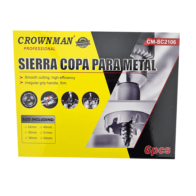 Juego De Brocas Para Metal 6 Piezas Crownman