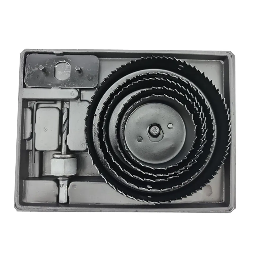 Juego Hoja Broca Sierra Copa Para Madera 8 Piezas Asaki 2