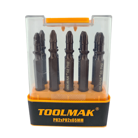 Set Kit Juego Puntas Phillips Doble PH2 Magnetico 10 piezas Toolmak