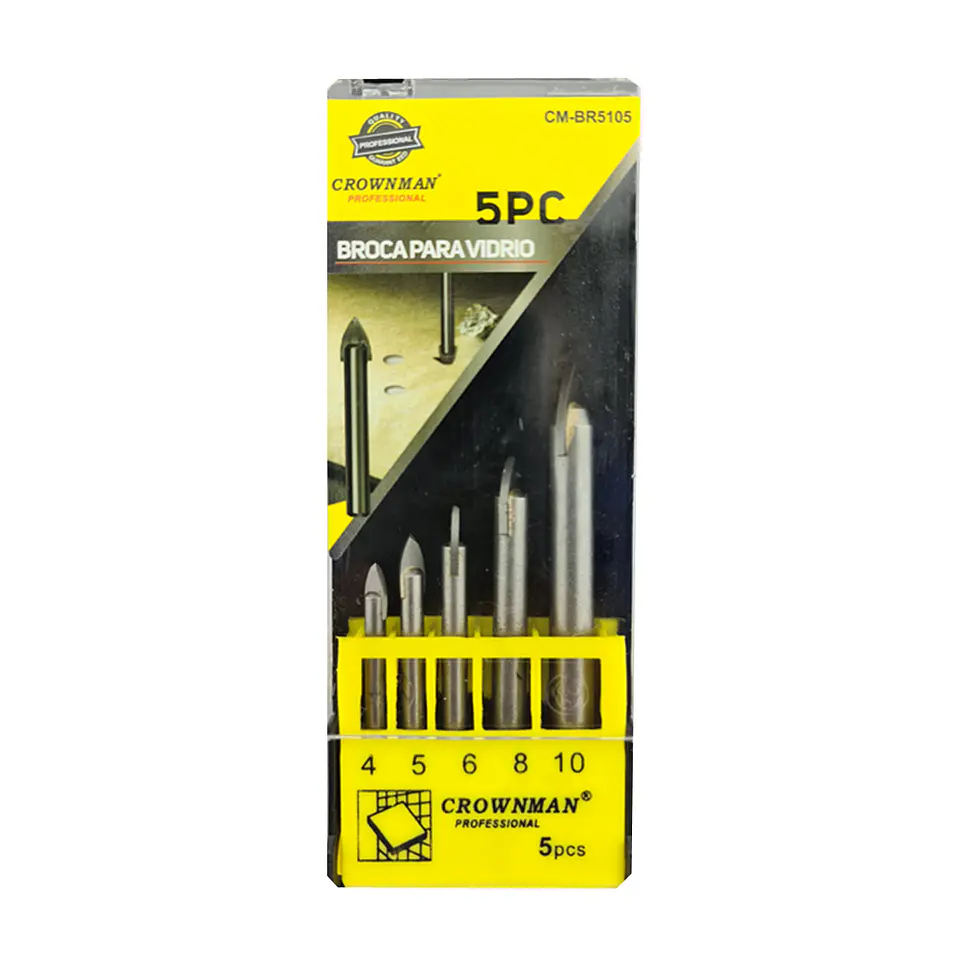 Juego De Brocas Para Cerámica Y Vidrio 5 Pcs Liso Crownman 1
