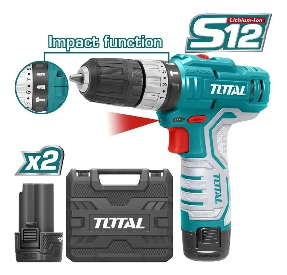 Taladro Atornillador Inalambrico 2 Bat 12v Total Tidli1232 2