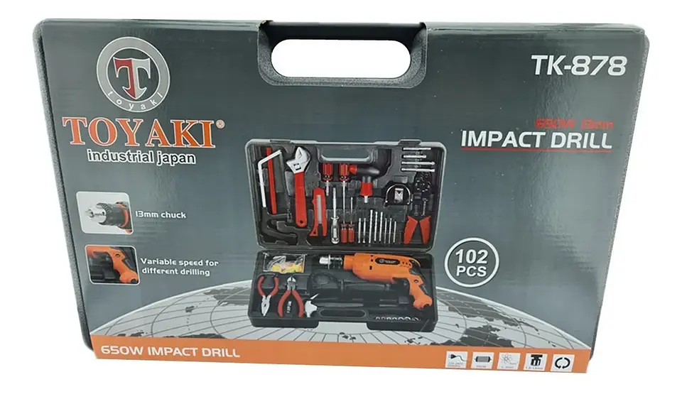 Maleta Multi Herramienta Taladro 650w 102 Pcs Toyaki Tk-878 4