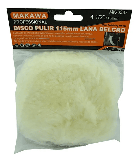 Disco Para Pulir 115mm 4 1/2 PuLG Lana Velcro Makawa Mk-0387