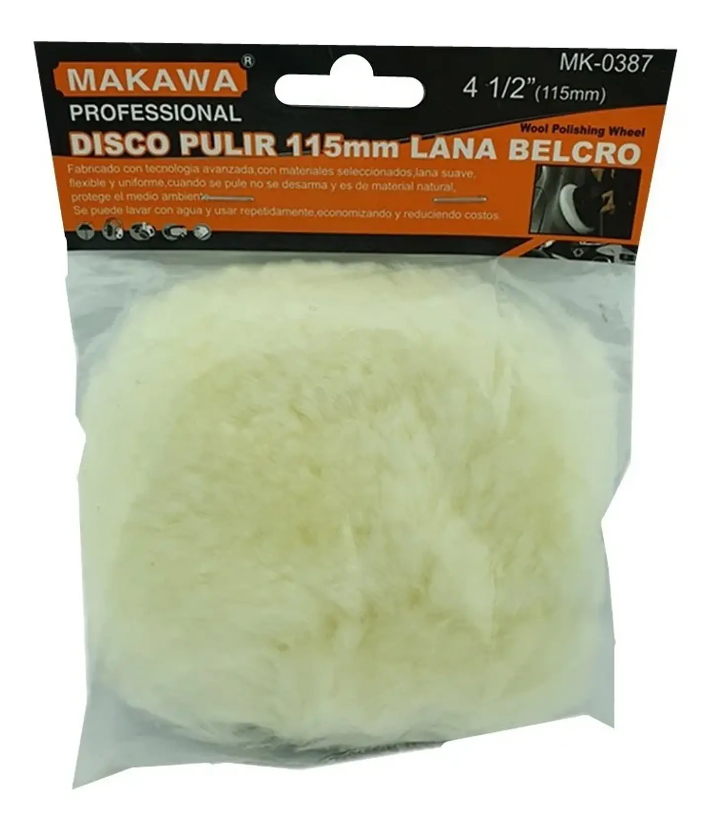 Disco Para Pulir 115mm 4 1/2 PuLG Lana Velcro Makawa Mk-0387 1
