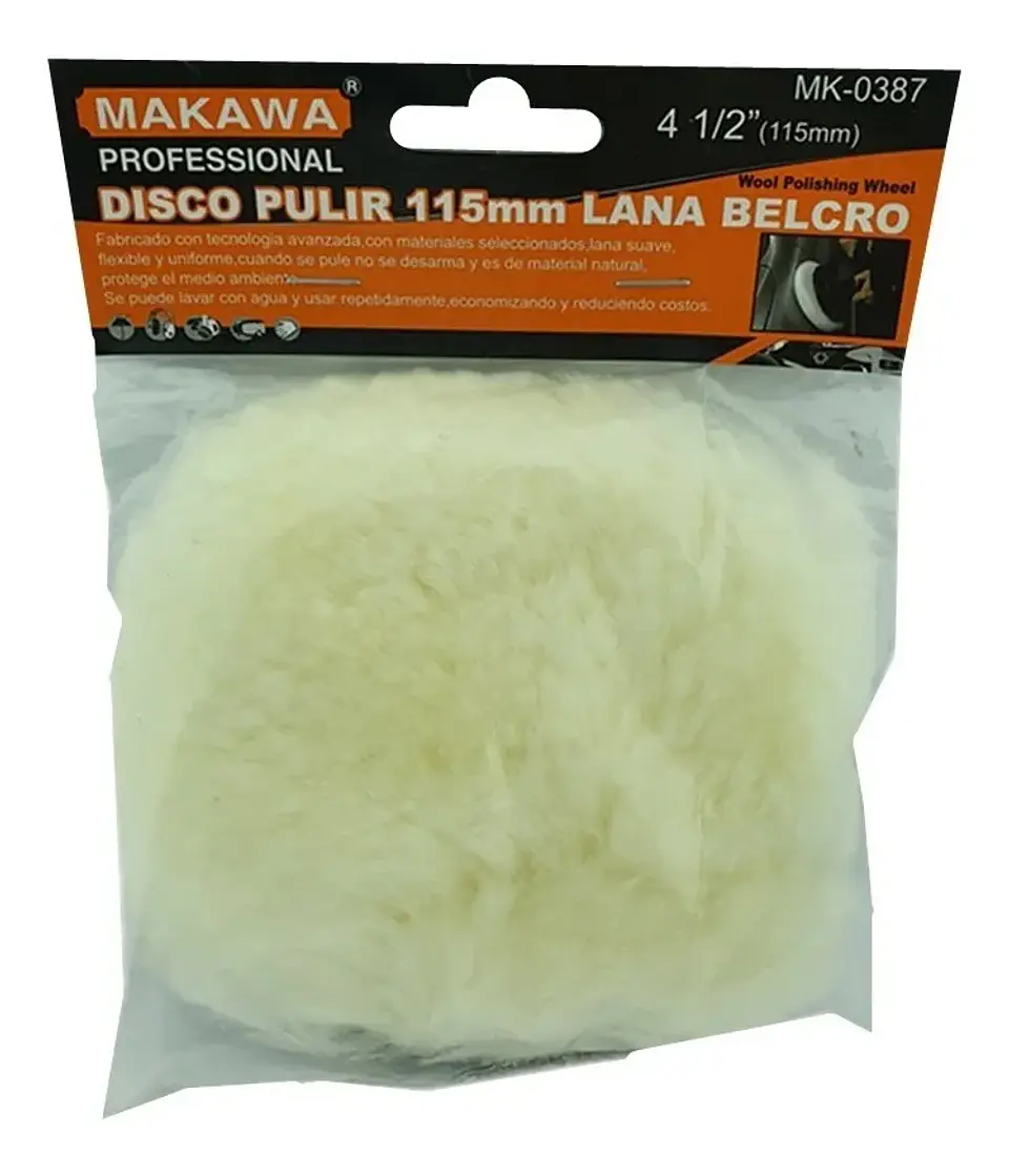 Disco Para Pulir 115mm 4 1/2 PuLG Lana Velcro Makawa Mk-0387 1