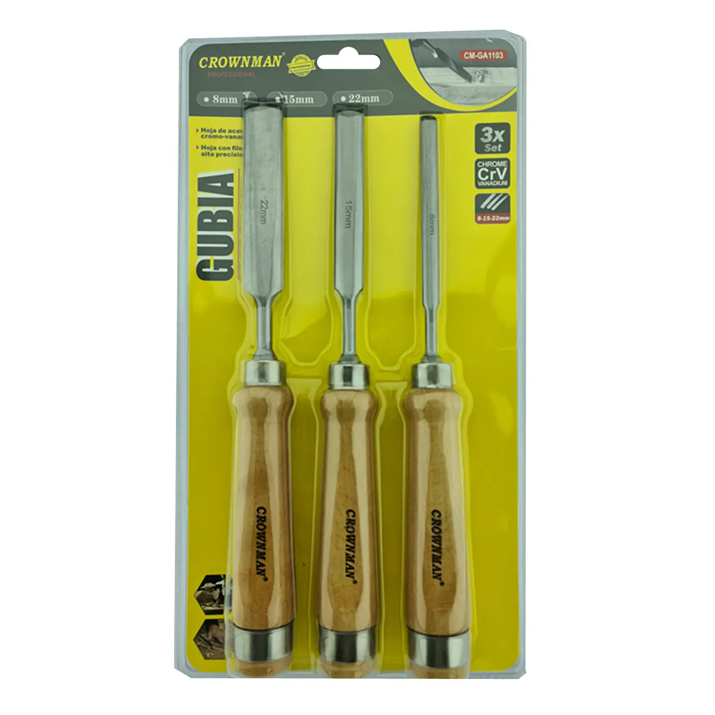 Juego De Cinceles Para Tallar Madera Gubia 3 Pieza Crownman 1