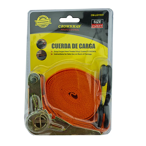 Eslinga Cinta Amarre Con Ratchet 1 Pulgada X 15 Ft Crownman