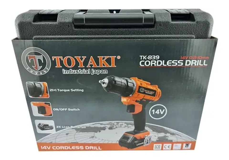 Taladro Atornillador Inalambrico 10mm 14v Toyaki Tk-839 5