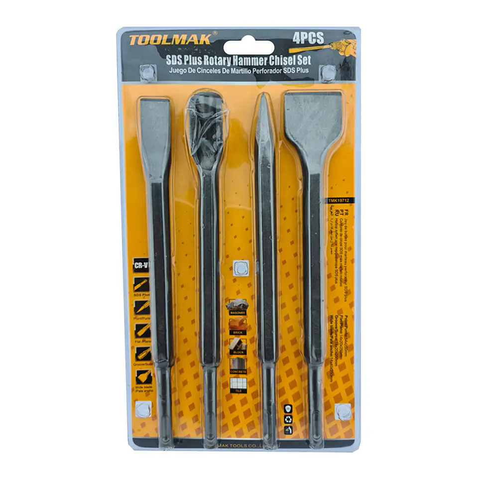 }Set Juego De Broca Para Rotomartillo Sds Plus 4 Pcs Cr-v Tmk 1