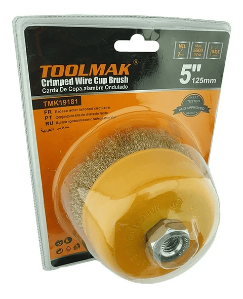 Escobilla De Copa Rizada 125mm Esmeril Toolmak