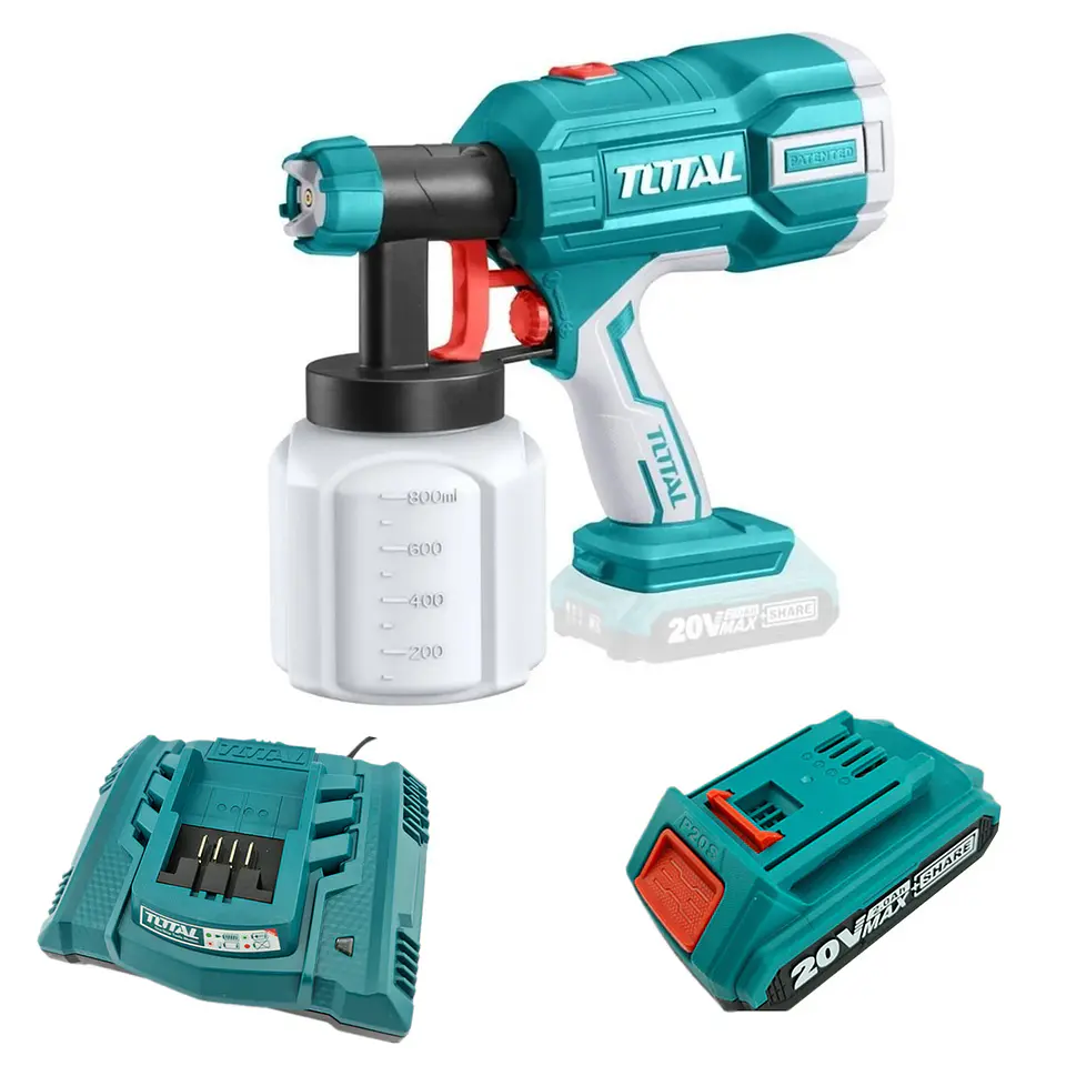 Pistola De Pintura Inalambrica 20v + Bateria + Cargador Total 1