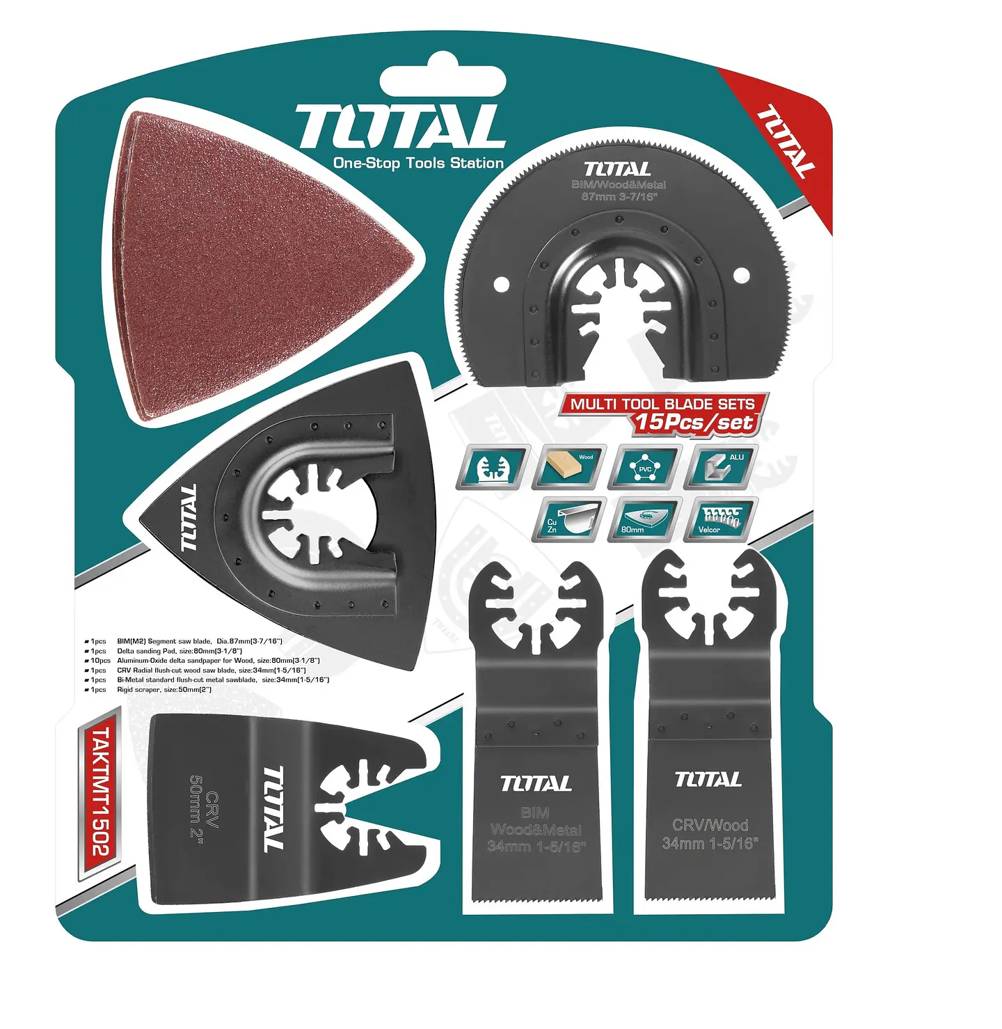 Kit Juego De Hojas Multifuncional Oscilante 15 Piezas Total 1