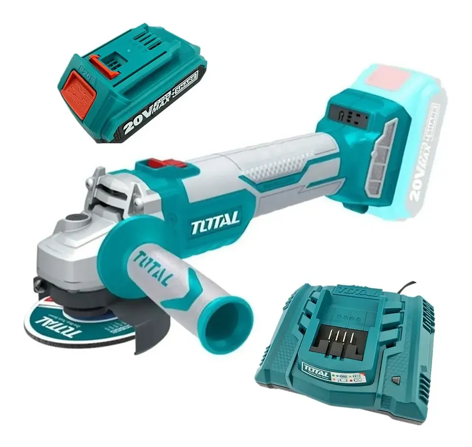 Galletera Esmeril Angular Inalámbrico 20v Cargador + Batería Total 1