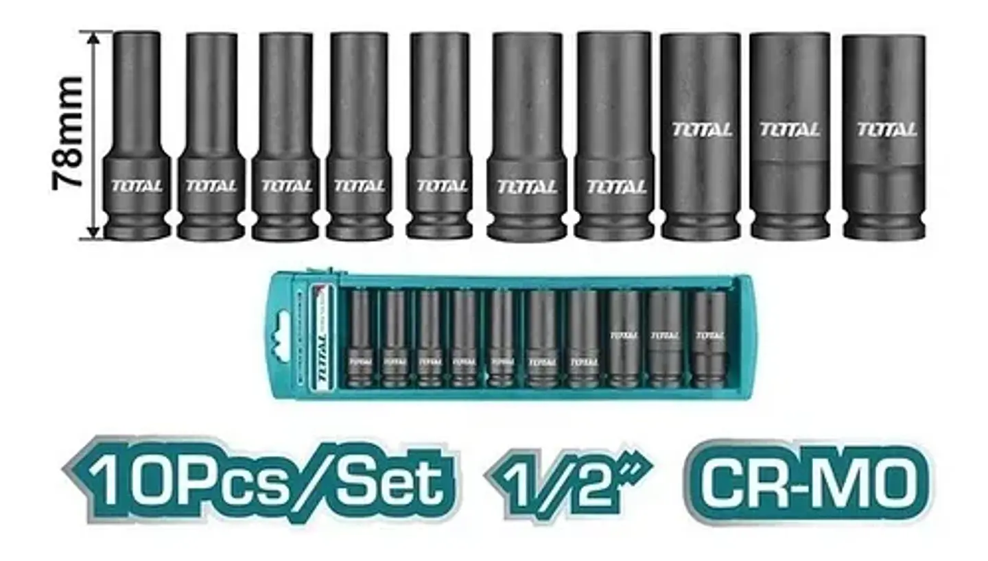 Juego Dados Impacto Largo 1/2 10 Piezas Total Thkisd12102l 2