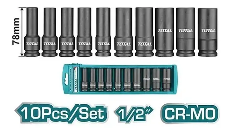 Juego Dados Impacto Largo 1/2 10 Piezas Total Thkisd12102l 2