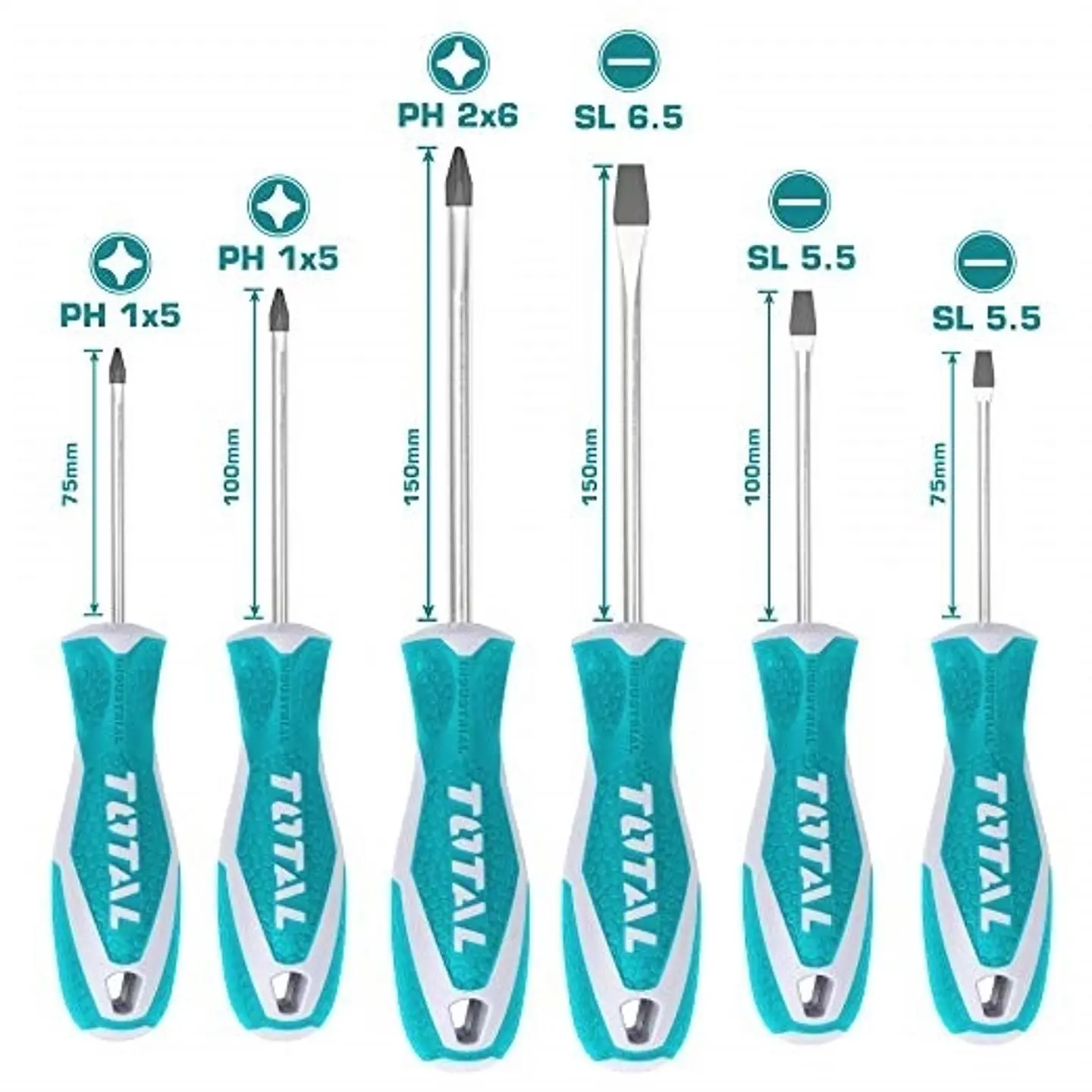 Set Juego Destornilladores 6 Piezas Total Tht250606 2