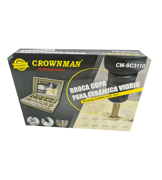 Brocas Copa P/ Ceramica Marmol Vidrio 6-35mm 10 Pcs Crownman