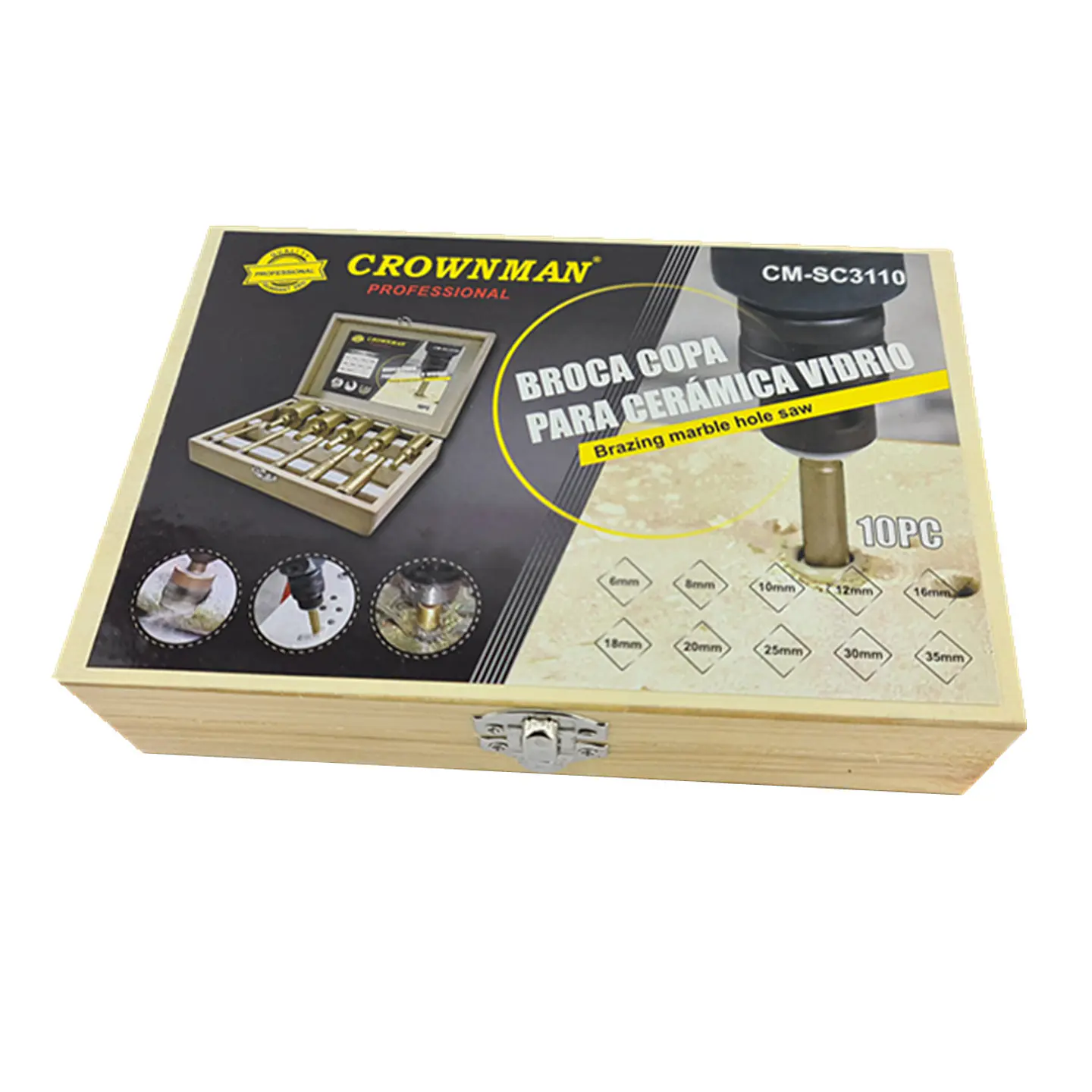 Brocas Copa P/ Ceramica Marmol Vidrio 6-35mm 10 Pcs Crownman 4
