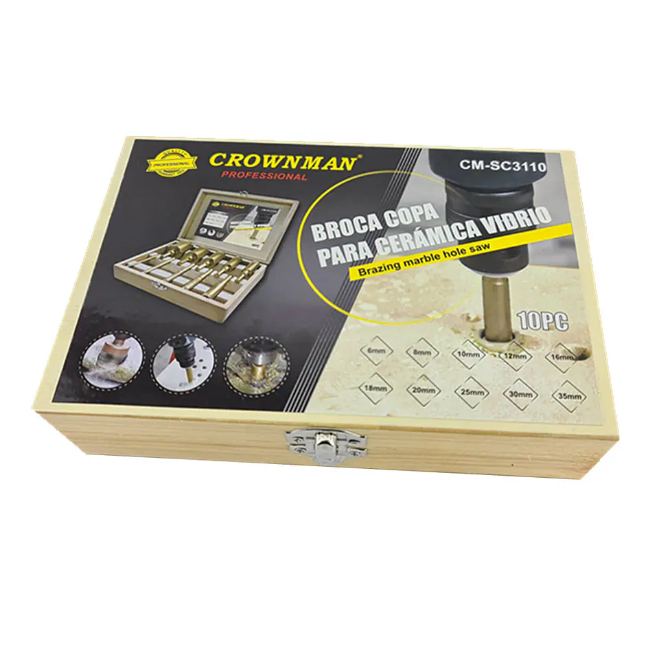 Brocas Copa P/ Ceramica Marmol Vidrio 6-35mm 10 Pcs Crownman 4