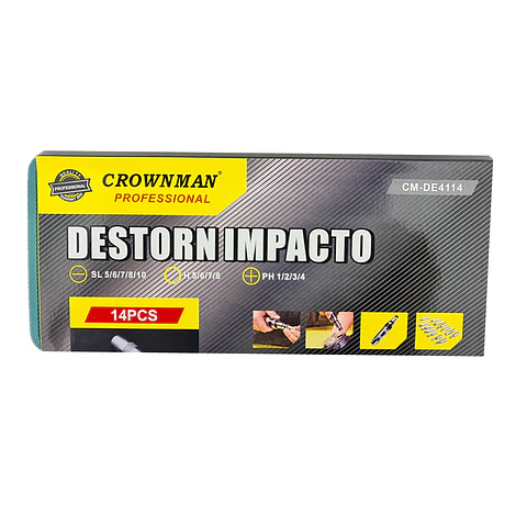 Destornillador De Impacto 14 Piezas Crownman
