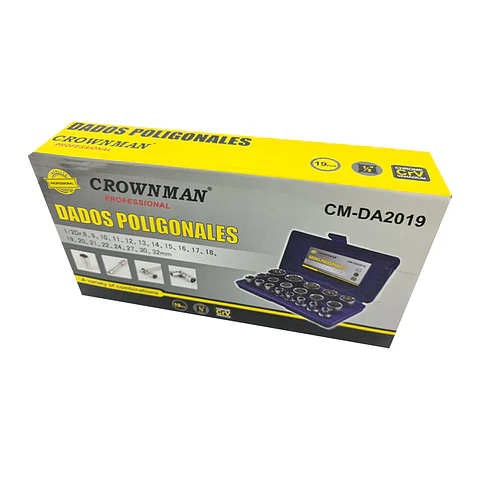 Kit Set Juego Dados Poligonales 1/2 Pulg 19 Piezas Crownman