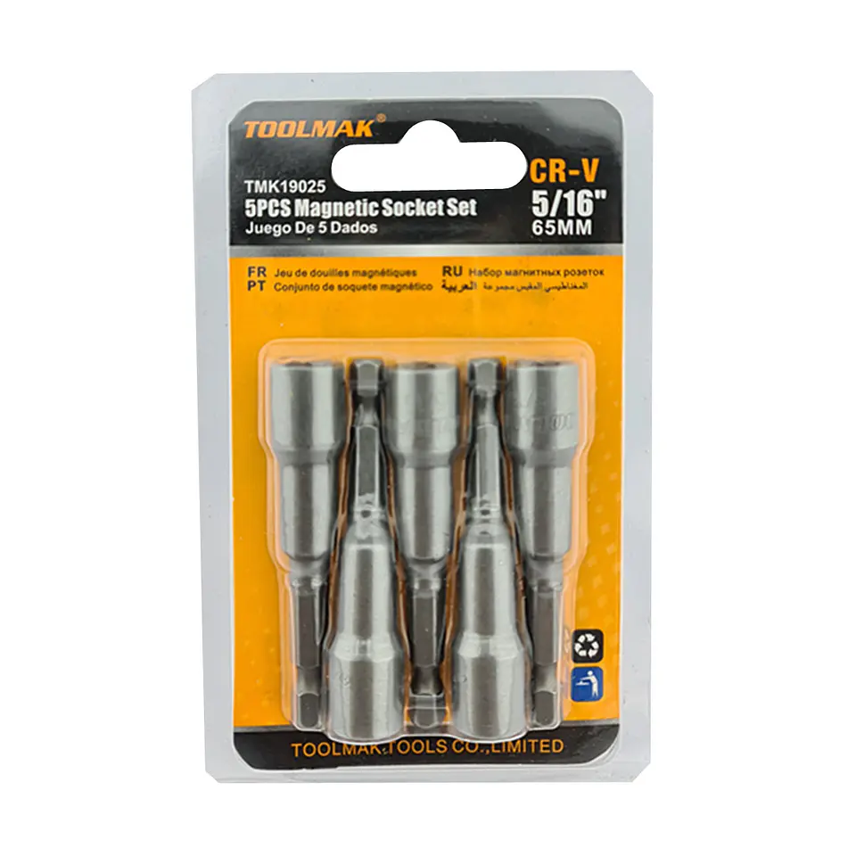 Juego De Adaptadores 5/16 Punta Magnetica 5 Piezas Toolmak 3