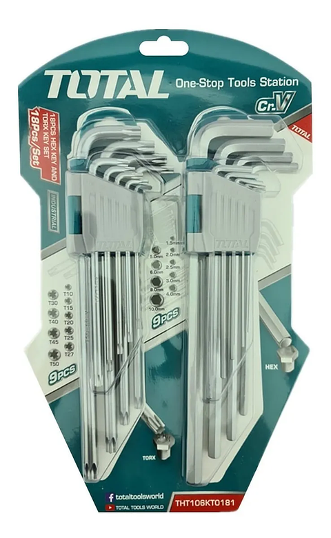 Kit Juego De Llaves Allen Hexagonal Estrella 18 Pcs Total