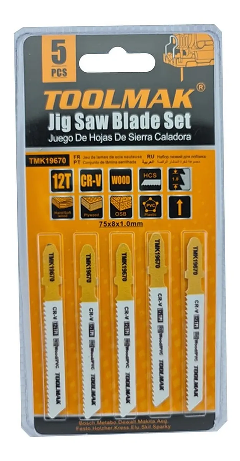 Set Juego De Hojas Para Sierra Caladora 5 Piezas 12t Toolmak