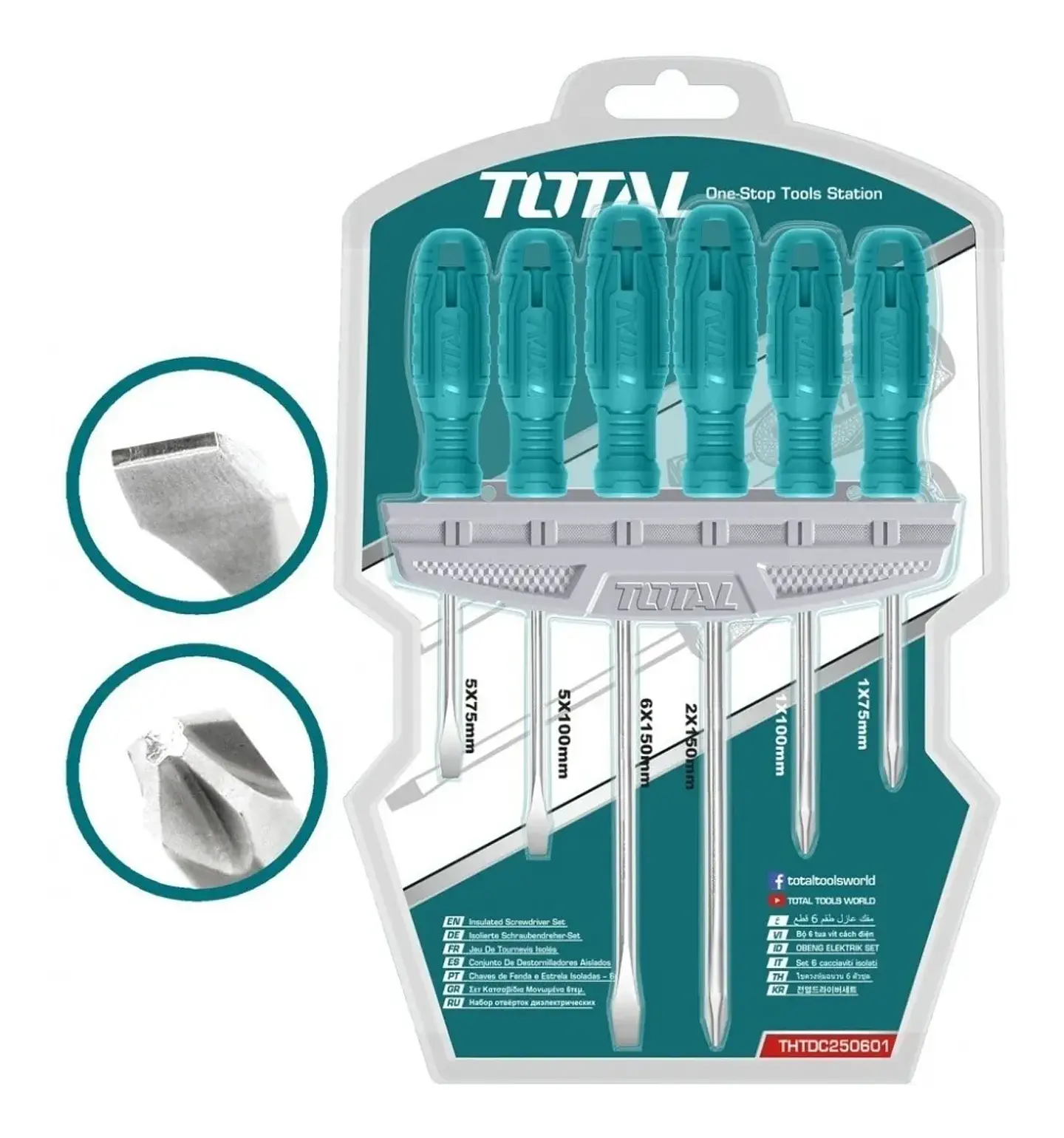 Kit Set Juego Destornilladores 6 Piezas Total Thtdc250601 2