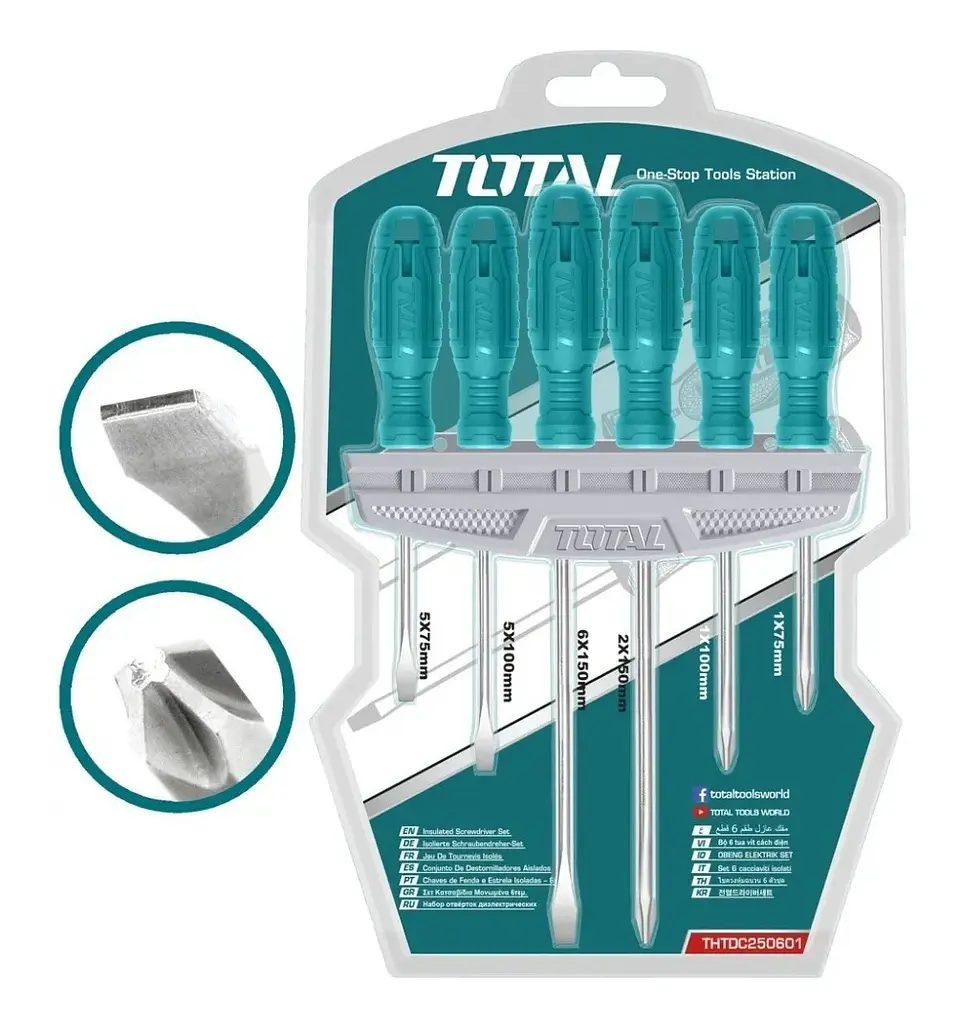 Kit Set Juego Destornilladores 6 Piezas Total Thtdc250601 2