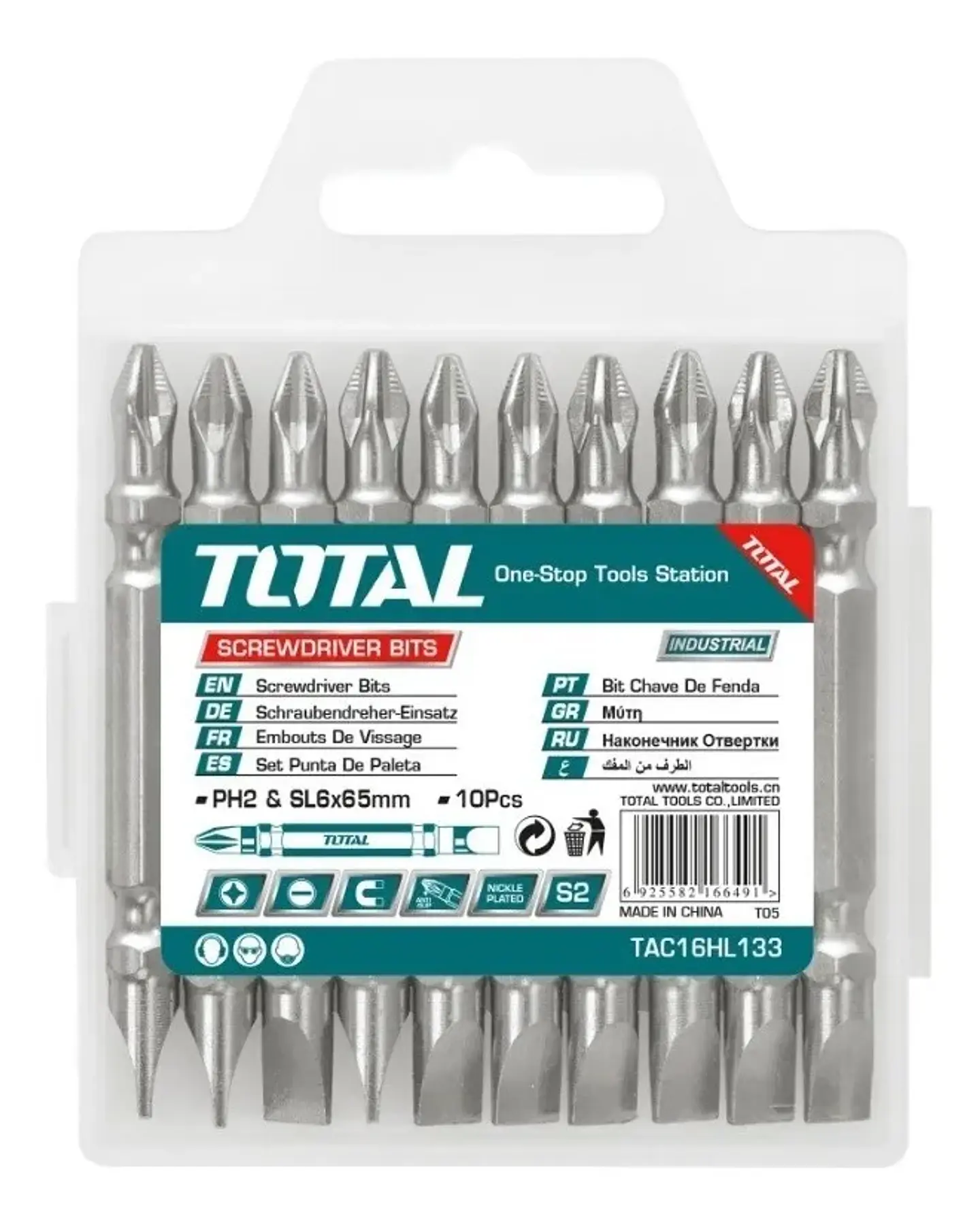 Kit Juego Puntas Phillips Y Paleta Doble 10 Piezas Total 1