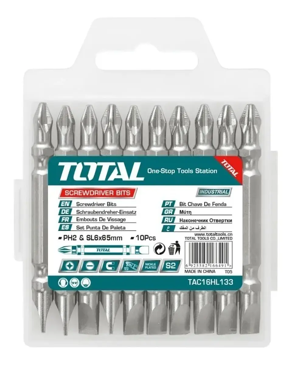 Kit Juego Puntas Phillips Y Paleta Doble 10 Piezas Total 1