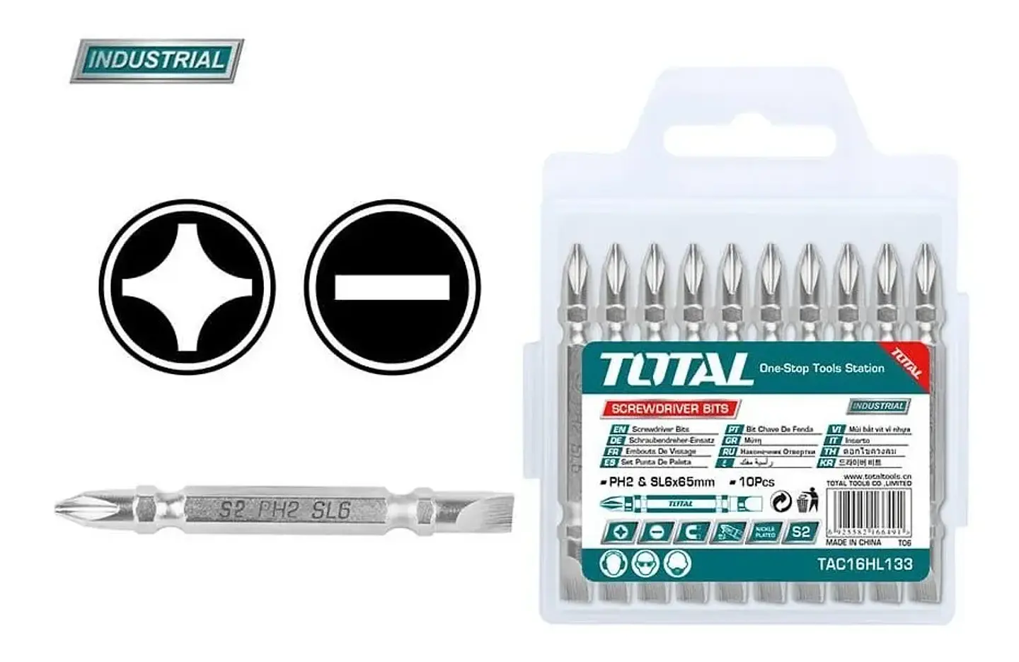 Kit Juego Puntas Phillips Y Paleta Doble 10 Piezas Total 2