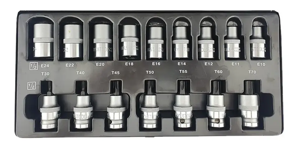 Kit Juego De Dados Torx Estrella 1/2 Macho Hembra 16 Piezas 2