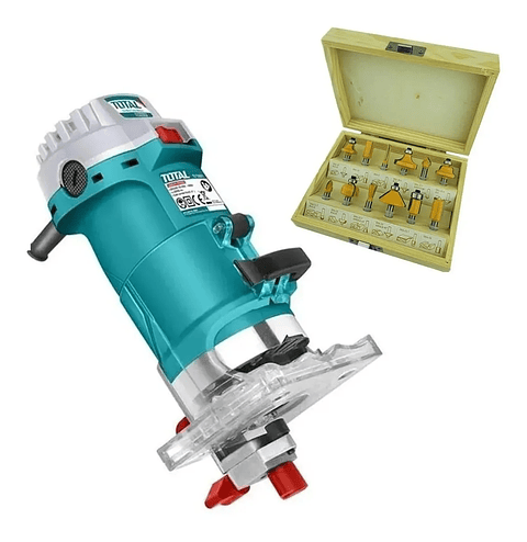 Fresadora Router Mini Tupi 500w Total + Juego 12 Fresas 1/4 Toolmak
