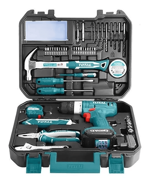 Set Herramientas 127 Piezas + Taladro Inalámbrico 12v Total 