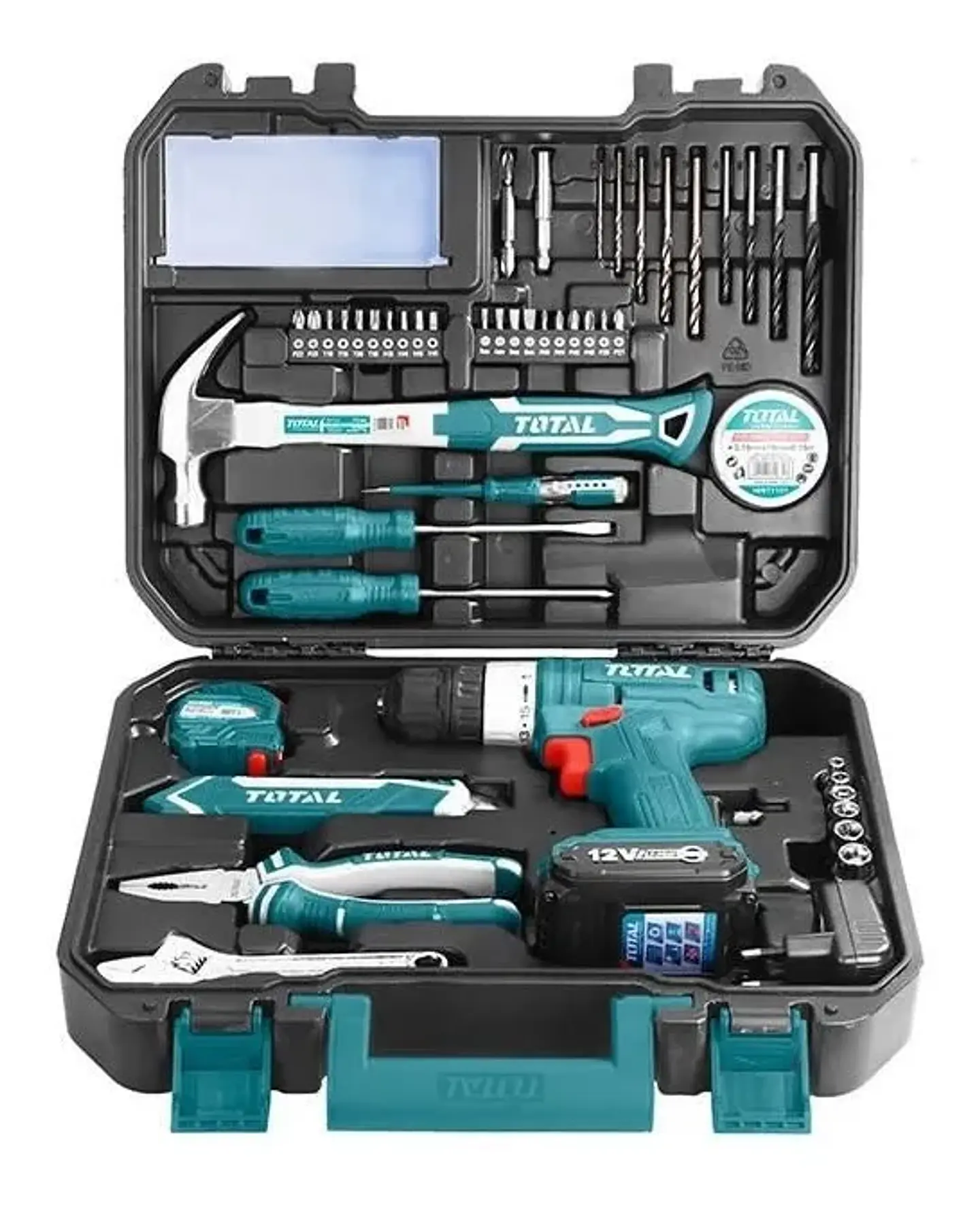 Set Herramientas 127 Piezas + Taladro Inalámbrico 12v Total  1