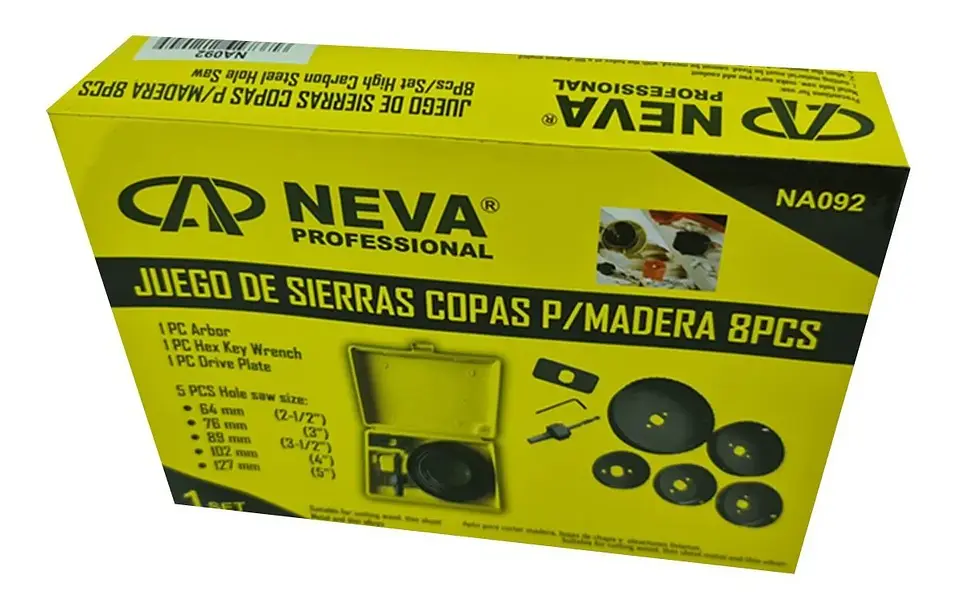 Kit Juego Hoja Broca Sierra Copa Para Madera 8 Piezas Neva 4
