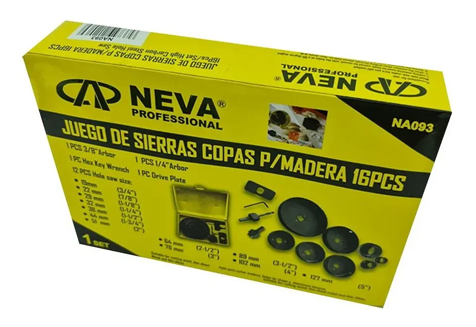 Kit Juego Hoja Broca Sierra Copa Para Madera 16 Piezas Neva 4