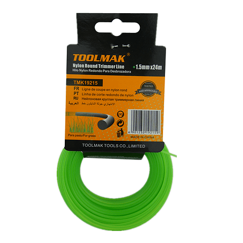 Hilo Nylon P/ Orilladora Para Pasto 1.5mm X 24 Mts Toolmak