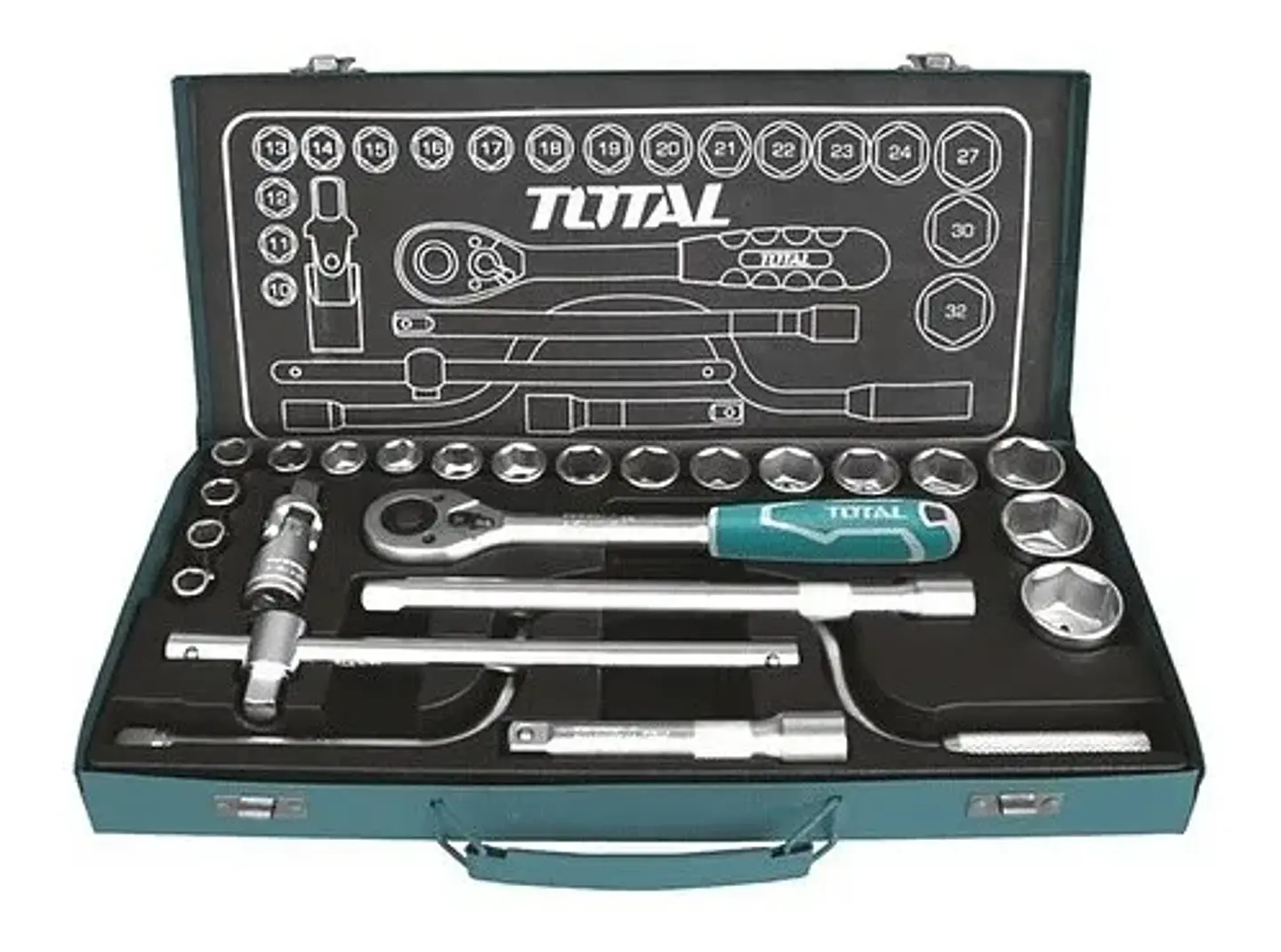 Set Juego Dados Cuadrante 1/2 Pulgada 24 Pcs Total Tht141253 1