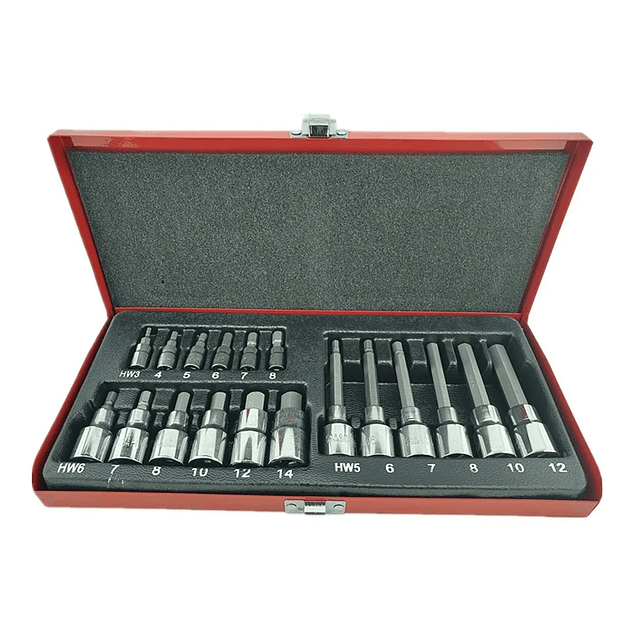 Kit Set Juego Dados Allen Largo Y Corto 1/2 1/4 18 Piezas