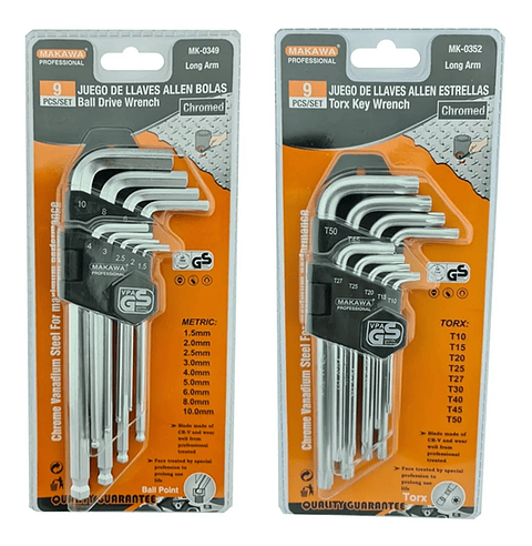 Juego De Llaves Allen Hexagonal Y Estrella Medianas Makawa