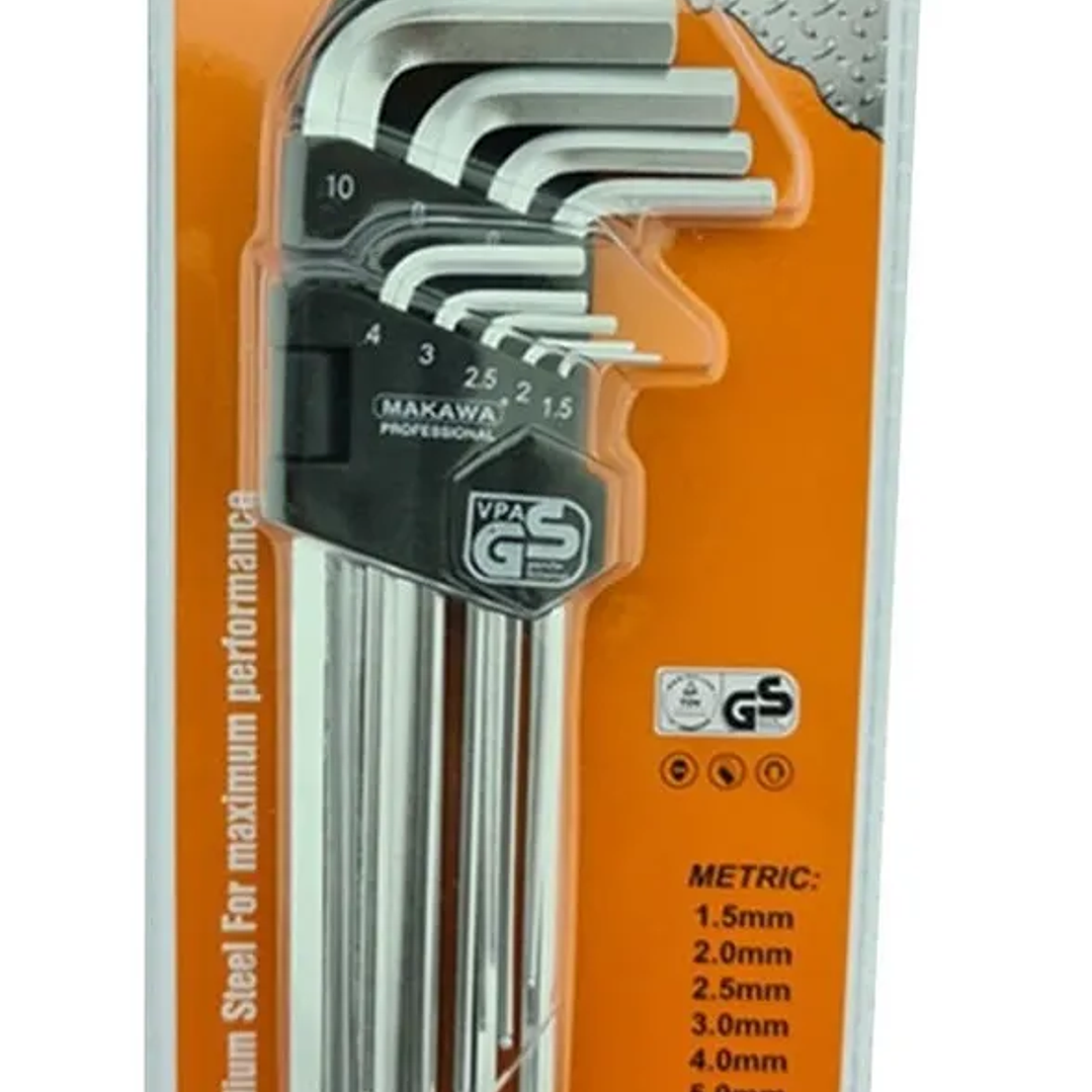 Kit Set Juego De Llaves Allen Hexagonal 9 Piezas Makawa 1