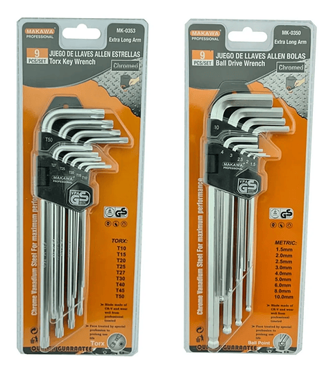 Kit Set Juego De Llaves Allen Hexagonal Y Estrella Makawa
