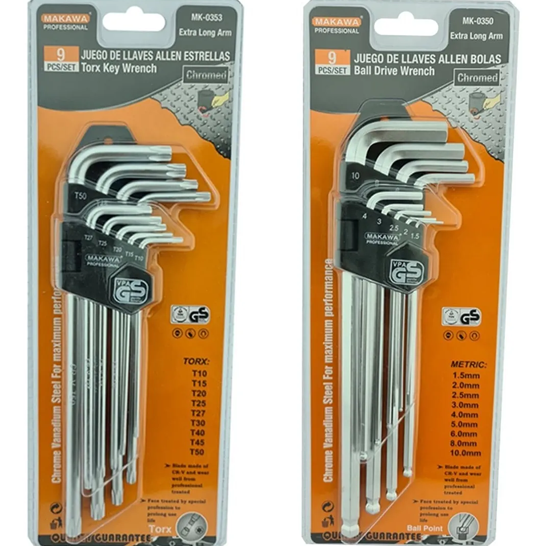 Kit Set Juego De Llaves Allen Hexagonal Y Estrella Makawa 1