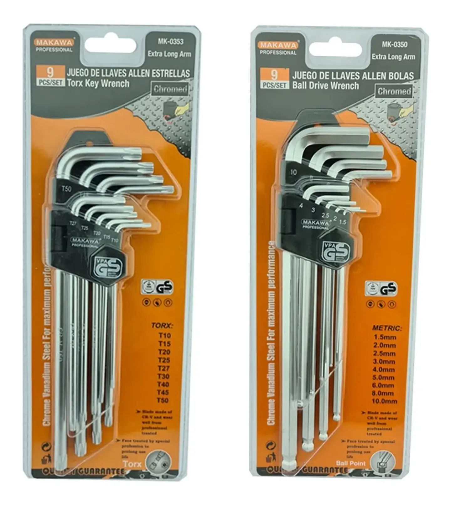 Kit Set Juego De Llaves Allen Hexagonal Y Estrella Makawa 1