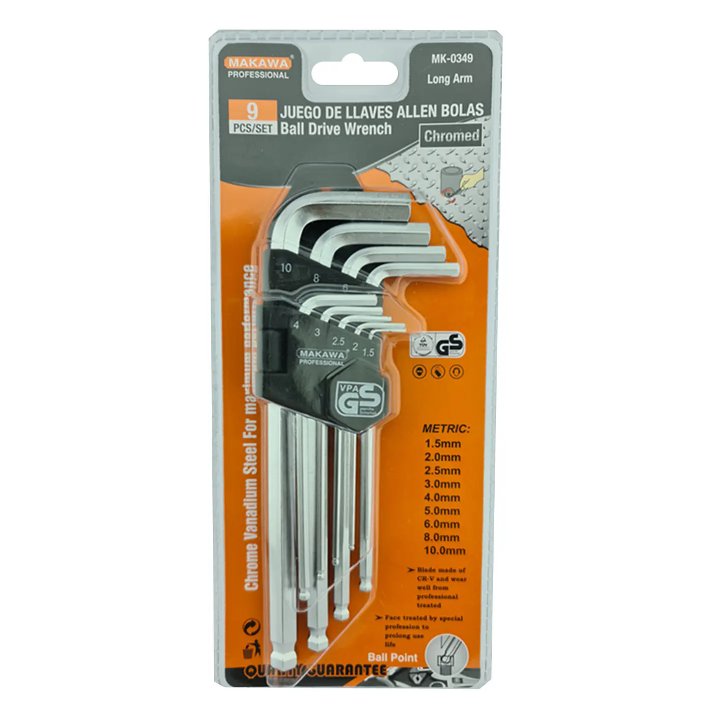 Juego Llaves Allen Medianas Hexagonal 9 Piezas Makawa 1