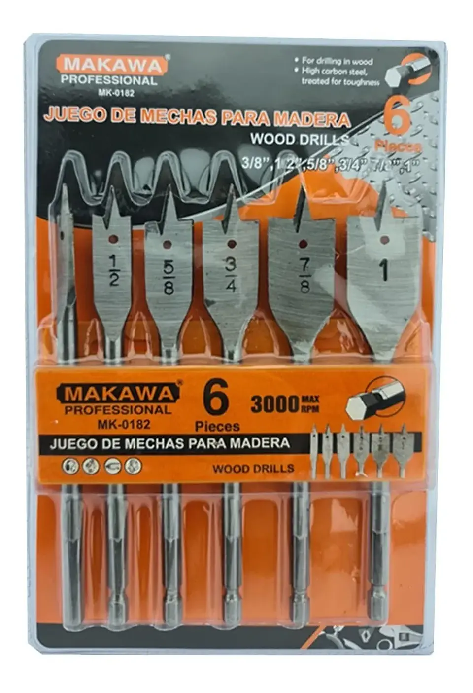 Kit Juego Set De Mecha De Madera Para Taladro 6 Pieza Makawa 1